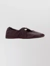 Loewe Nappa Leather Round Toe Ballerina Shoes In Brown