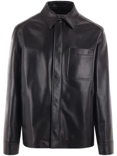 Loewe Nappa Leather Shirt Jacket In Black
