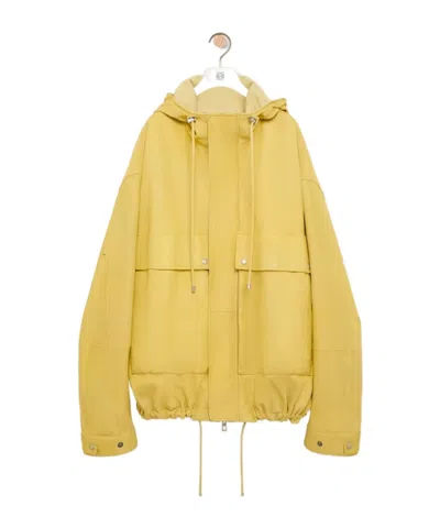 Loewe Nappa Leather Short Parka In Yellow