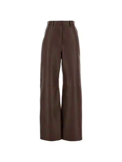 Loewe Pantalone In Nappa Cioccolato Donna In Brown