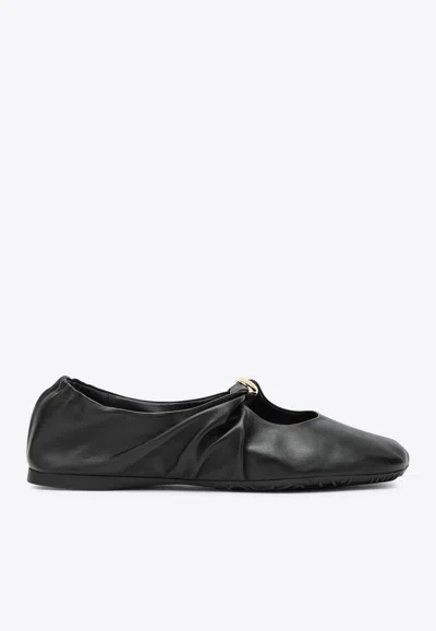 Loewe Nappa Pebble Ballet Flats In Black
