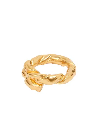 Loewe Nappa Twist Ring In Sterling Silver In Gold