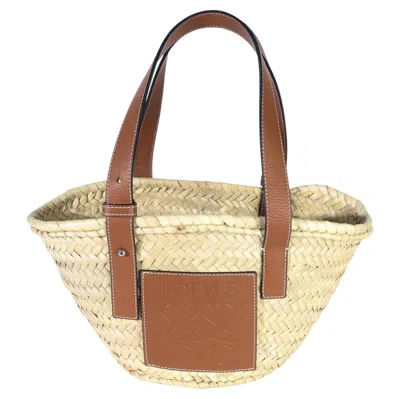 Pre-owned Loewe Natural Tan Raffia Small Basket Bag In Brown