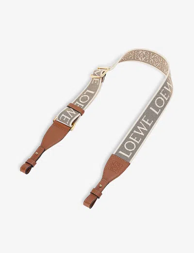 Loewe Womens Natural/tan Anagram Loop Cotton And Leather Bag Strap