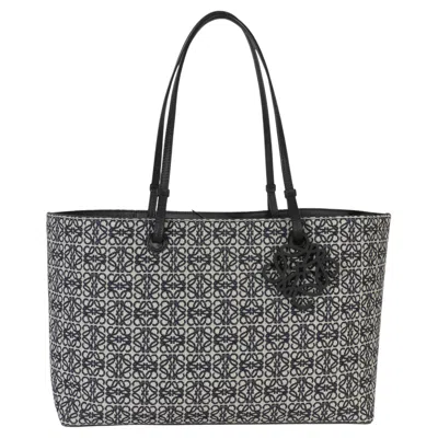 Pre-owned Loewe Navy Black Jacquard Anagram East West Tote In Blue