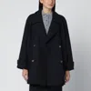 Loewe Navy Blue Double-breasted Wool Coat In Blue