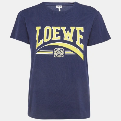 Pre-owned Loewe Navy Blue Graphic Print Cotton T-shirt M
