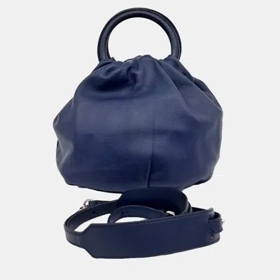 Pre-owned Loewe Navy Blue Leather Bounceback Small Bag