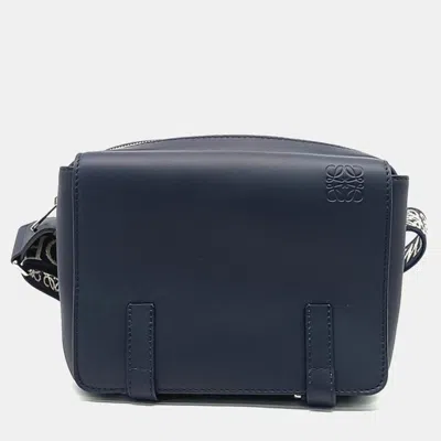 Pre-owned Loewe Navy Blue Leather Messenger Bag