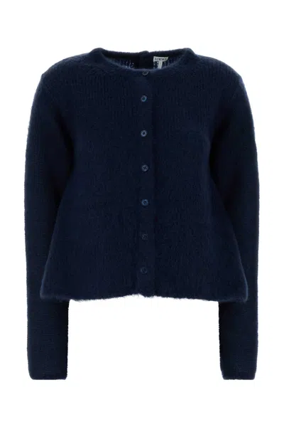 Loewe Navy Blue Stretch Mohair Blend Cardigan