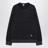 Loewe Navy Blue Striped Wool Sweater In Black
