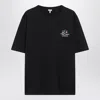 Loewe Navy Blue T-shirt With Anagram Embroidery And Futurist Cat In Black