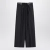 Loewe Navy Blue Wool And Silk Trousers With Belt In Multi