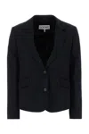 Loewe Navy Blue Wool Blazer In Black