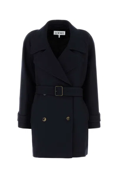 Loewe Double-breasted Belted Wool And Silk-blend Twill Jacket In Blue