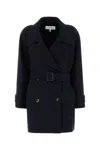 Loewe Navy Blue Wool Blend Coat In Blue