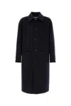 Loewe Wool Blend Long Coat Back Vent In Black