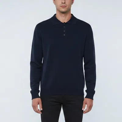 Pre-owned Loewe Navy Blue Wool Blend Knit Polo Sweater L