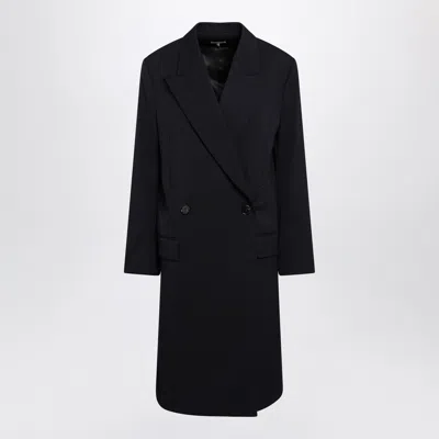 Loewe Navy Blue Wool Coat In Purple