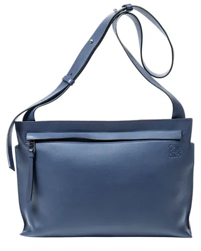 Pre-owned Loewe Navy Calfskin Leather Medium T Messenger (authentic Pre-loved) In Blue