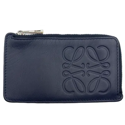 Pre-owned Loewe Navy Leather Coin Purse/coin Case () In Blue
