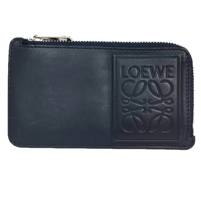 Pre-owned Loewe Navy Leather Coin Purse/coin Case () In Blue