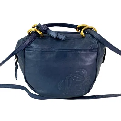 Pre-owned Loewe Navy Leather Handbag Shoulder Bag () In Blue