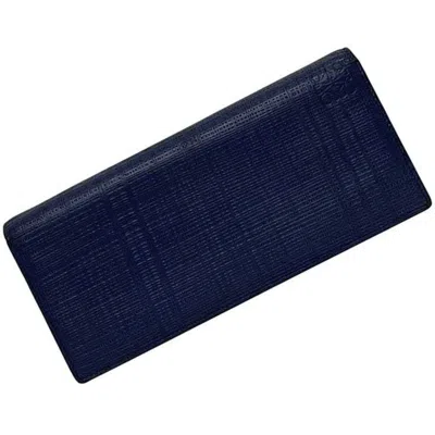 Pre-owned Loewe Navy Leather Long Wallet (bi-fold) () In Blue