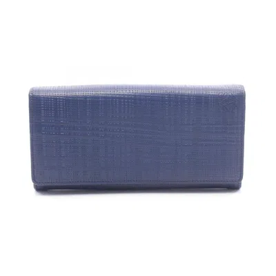Pre-owned Loewe Navy Leather Long Wallet (bi-fold) () In Blue
