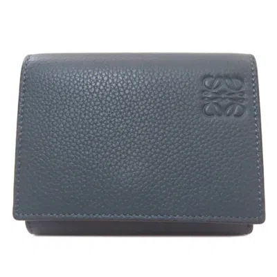 Pre-owned Loewe Navy Leather Wallet (bi-fold) () In Blue