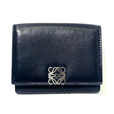 Pre-owned Loewe Navy Leather Wallet (tri-fold) () In Blue