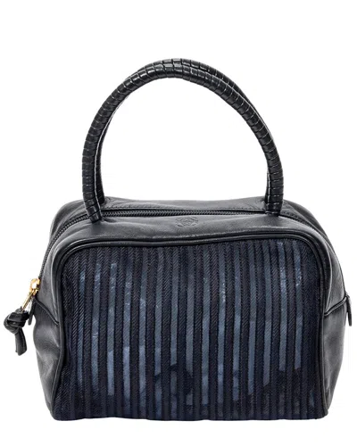 Loewe Navy Mesh Canvas Mini Mesh Handbag (authentic Pre-loved) In Black