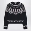 Loewe Stretch Wool Blend Sweater With Patterned Design In Black