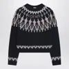 Loewe Navy Sweater With Fair Isle Pattern In Black