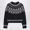 Loewe Stretch Wool Blend Sweater With Patterned Design In Black