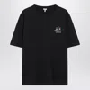 Loewe Navy Blue T-shirt With Anagram Embroidery And Futurist Cat In Black