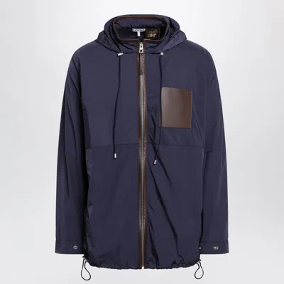Loewe Navy Technical Microripstop Hooded Jacket In Blue