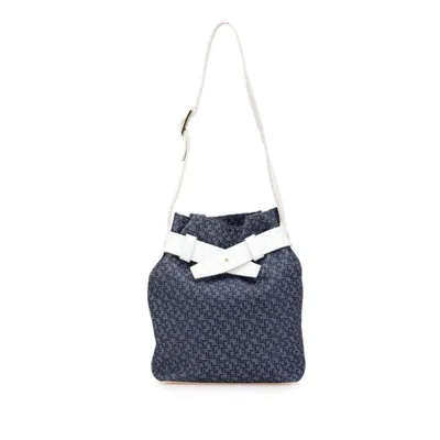 Pre-owned Loewe Navy White Canvas Shoulder Bag () In Multi