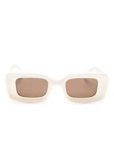 Loewe Neutral Chunky Anagram Rectangle-frame Sunglasses In Neutrals