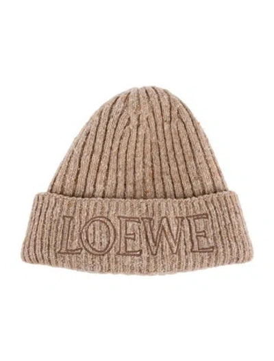 Pre-owned Loewe Neutral Embroidered Beanie