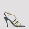 Loewe New Comic Mirrored And Snake-effect Leather Sandals In Gold