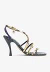 Loewe New Comic Mirrored And Snake-effect Leather Sandals In Gold