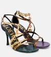 Loewe New Comic Mirrored And Snake-effect Leather Sandals In Gold
