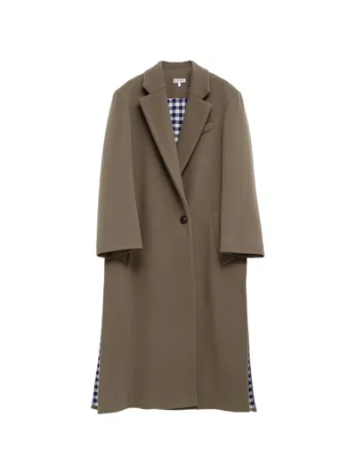 Loewe Notched-lapels Coat In Brown