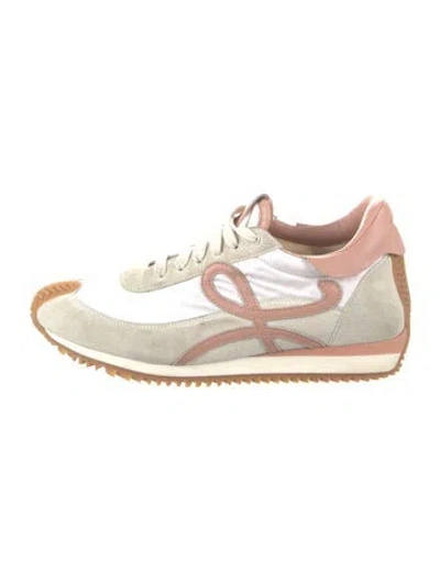 Pre-owned Loewe Nylon Colorblock Pattern Sneakers In White