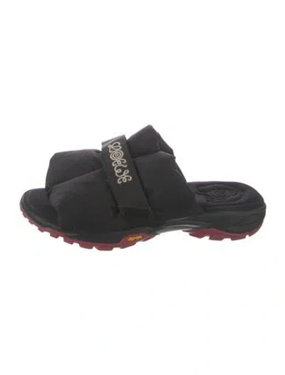 Pre-owned Loewe Nylon Grosgrain Trim Slides In Black