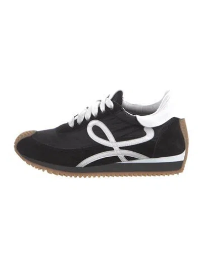Pre-owned Loewe Nylon Leather Trim Embellishment Athletic Sneakers In Black