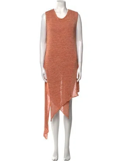 Pre-owned Loewe Nylon Midi Length Dress In Orange