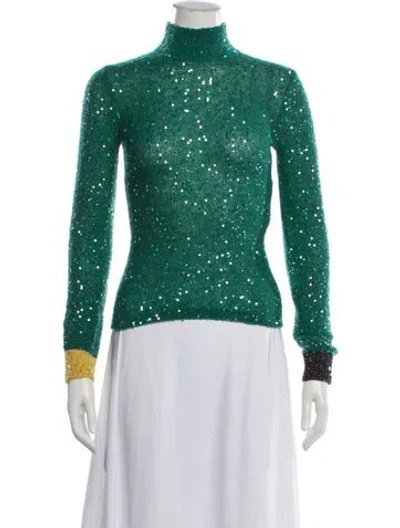 Pre-owned Loewe Nylon Patterned Sweater In Green