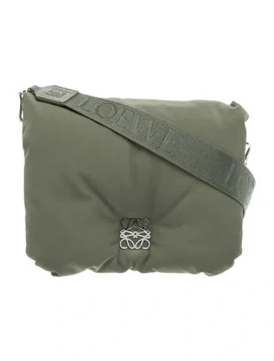 Pre-owned Loewe Nylon Puffer Goya In Green